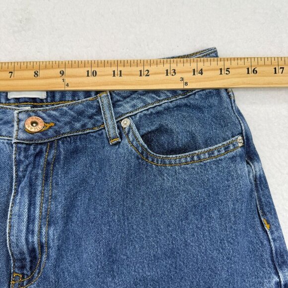 River Island Alexa Crop Super Wide Leg Jeans Midwash Blue Retro Size 14 US 10 - Picture 7 of 12